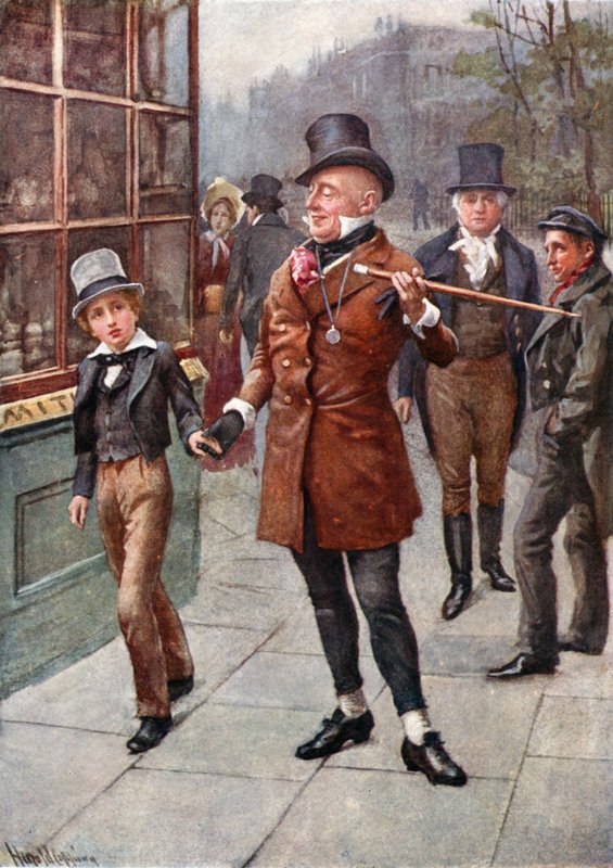 Pan Micawber vede Davida domů (barevné lito) od Harold Copping