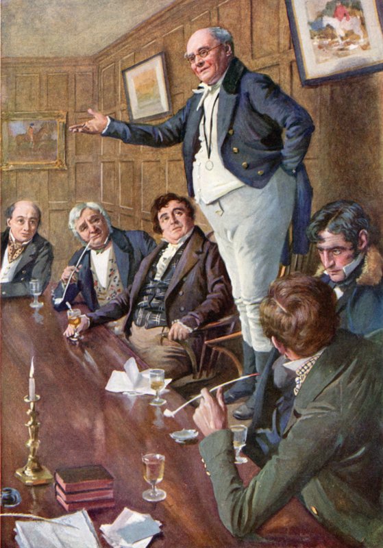 Pan Pickwick promlouvá ke klubu (barevně lito) od Harold Copping