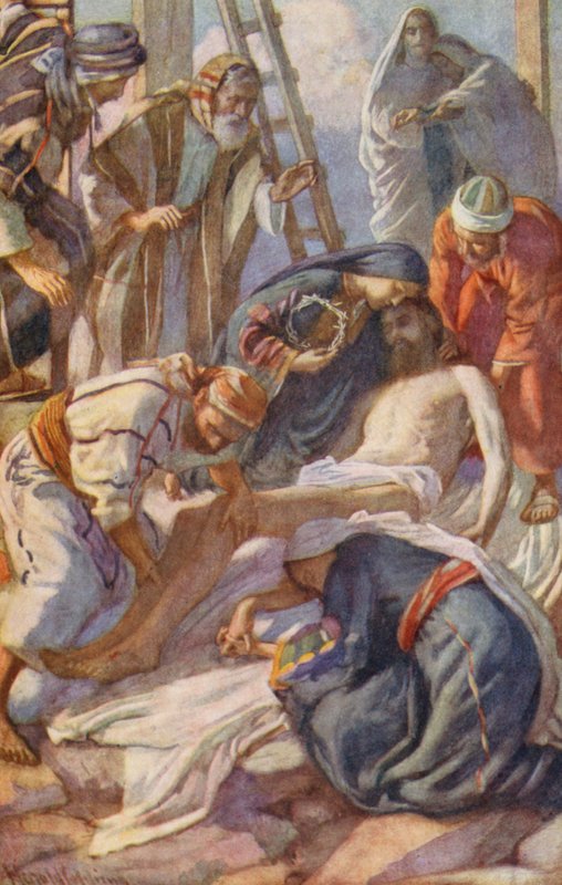 Nový zákon: U kříže (barevná litografie) od Harold Copping
