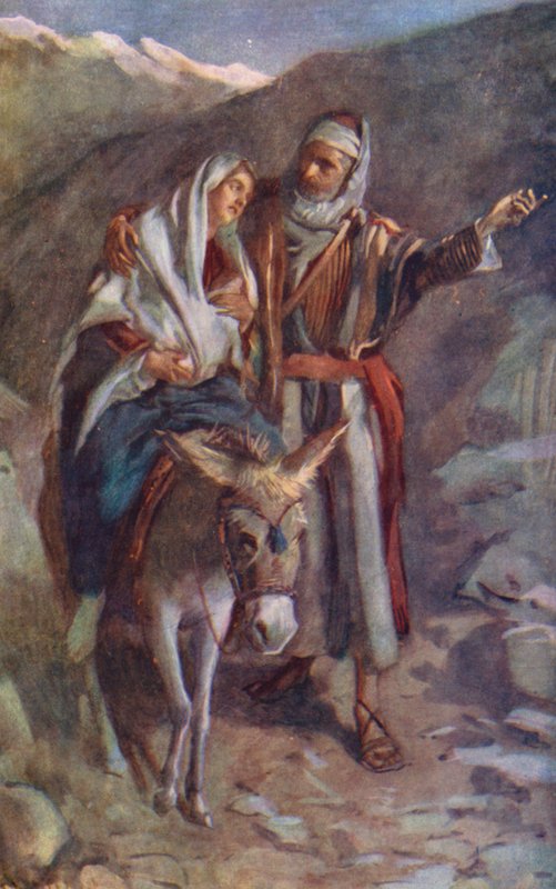 Nový zákon: Útěk do Egypta (barevná litografie) od Harold Copping