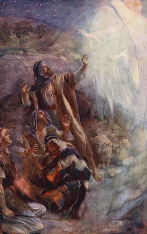Nový zákon: Betlémští pastýři (barevná litografie) od Harold Copping