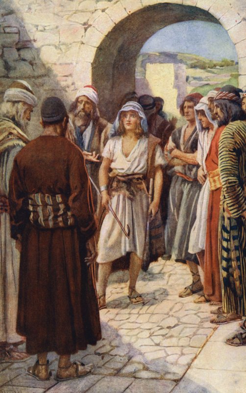Starý zákon: David předvolán před Samuela (barevná litografie) od Harold Copping