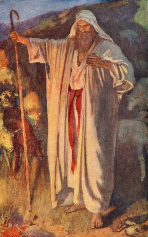 Starý zákon: Hořící keř (barevná litografie) od Harold Copping