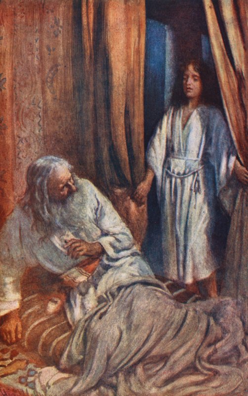 Starý zákon: Dítě Samuel (barevná litografie) od Harold Copping