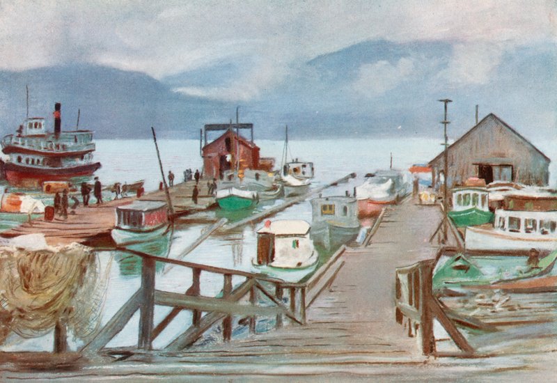 Rybí trh, Vancouver, flotila komárů od Harold Copping