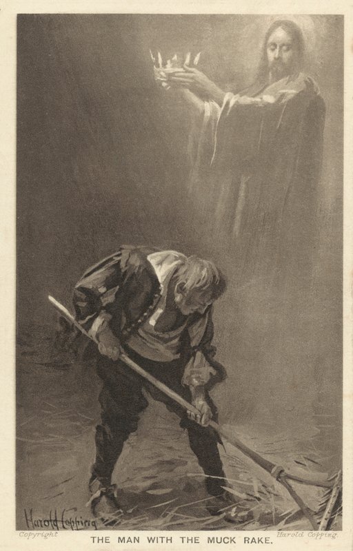 Muž s hráběmi na hnůj (litografie) od Harold Copping