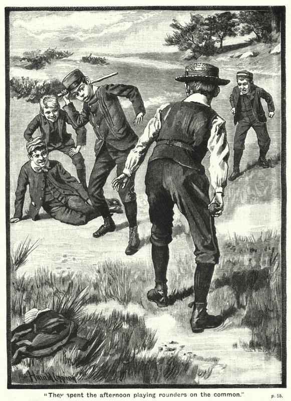 "Strávili odpoledne hraním rounders on the common" (rytina) od Harold Copping