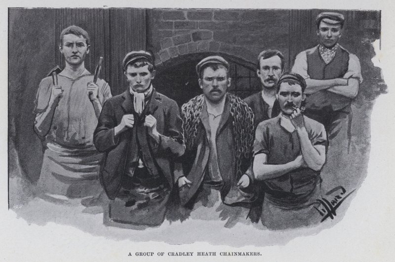 Skupina Cradley Heath Chainmakers (černobílá fotografie) od Harold Hume Piffard