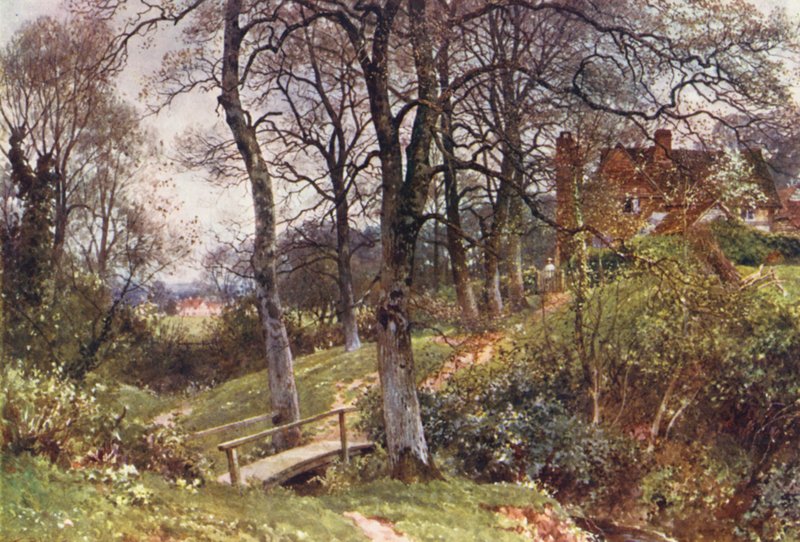 Cesta do vesnice, Ockley (barevná litografie) od Harold Sutton Palmer
