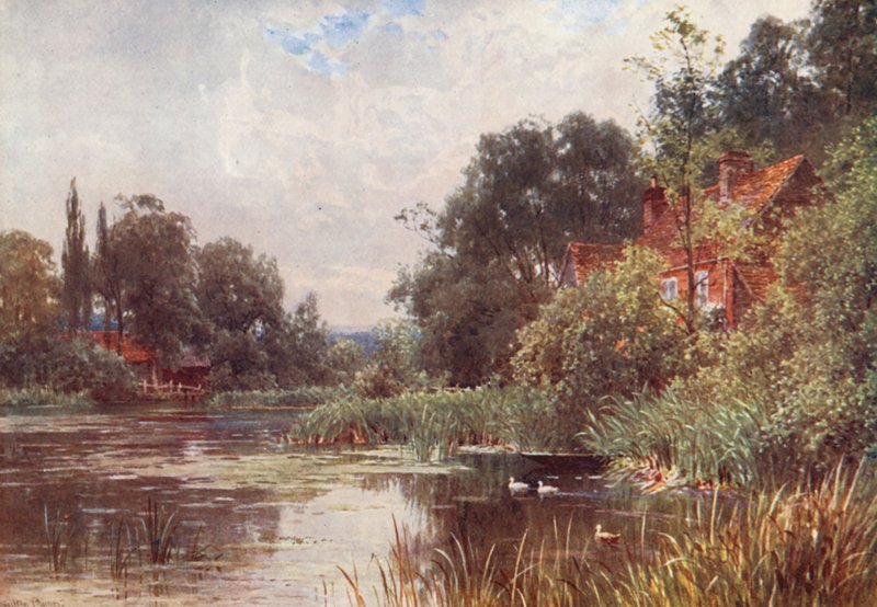 Flanchford Mill (barevná litografie) od Harold Sutton Palmer