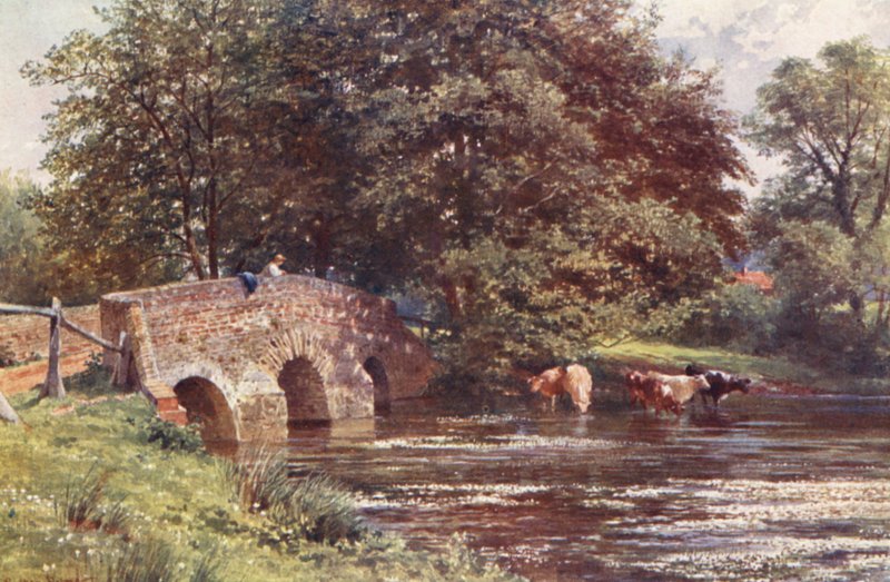 Somerset Bridge u Elsteadu (barevná litografie) od Harold Sutton Palmer