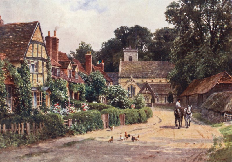 Vesnice Betchworth u Dorkingu (barevná litografie) od Harold Sutton Palmer
