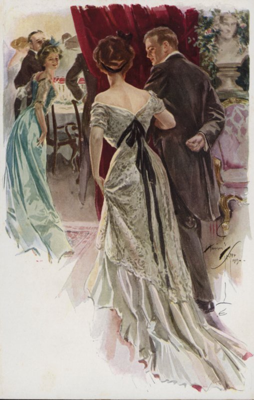 Ilustrace k filmu Když se muž vezme od Mary Roberts Rinehart (barevné lito) od Harrison Fisher