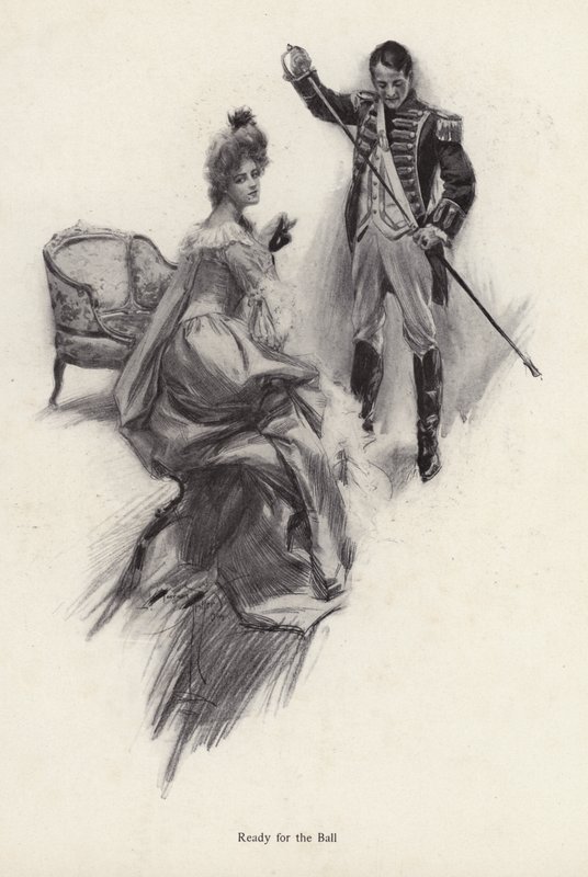 Muž a žena se připravují na ples (litho) od Harrison Fisher