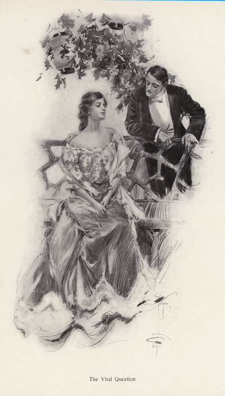 Muž navrhuje sňatek ženě (litho) od Harrison Fisher