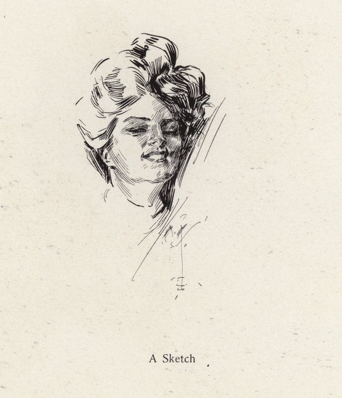 Portrét ženy skica perem (litho) od Harrison Fisher