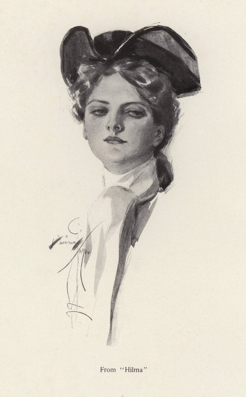 Portrét ženy, postava z Hilma (litho) od Harrison Fisher
