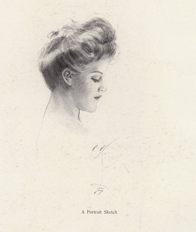 Portrét ženy v profilu (litho) od Harrison Fisher