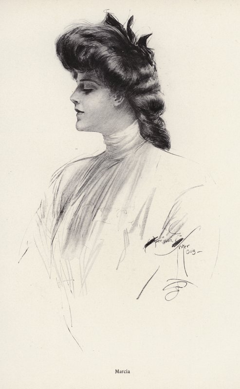 Portrét ženy jménem Marcia (litho) od Harrison Fisher