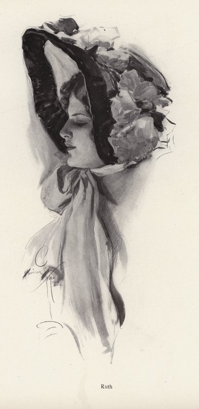 Portrét ženy jménem Ruth (litho) od Harrison Fisher