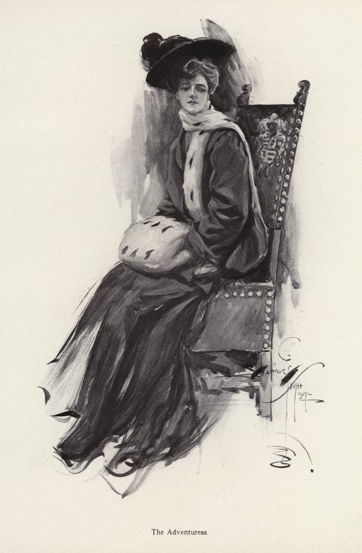 Portrét ženy nosí zimní oblečení (litho) od Harrison Fisher