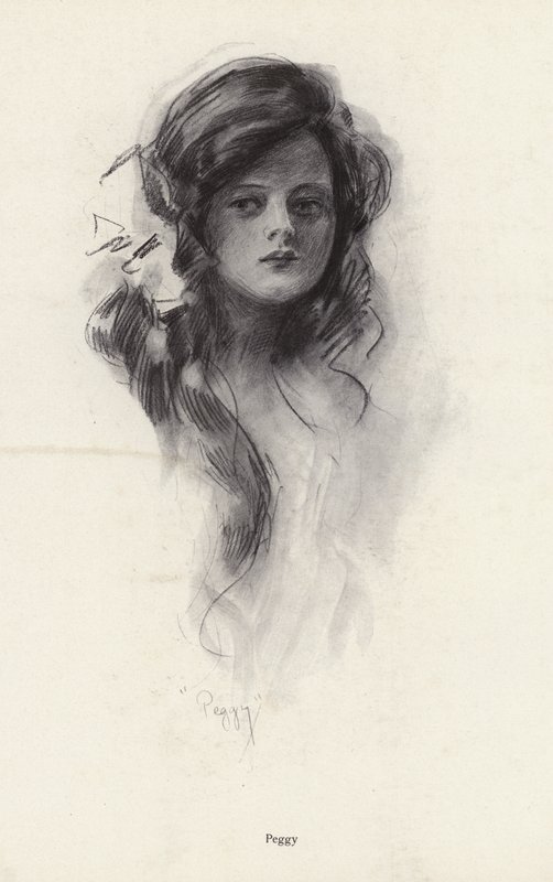 Portrét mladé dívky jménem Peggy (litho) od Harrison Fisher