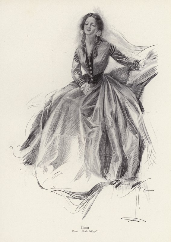 Postava Elinor z Černého pátku (litho) od Harrison Fisher