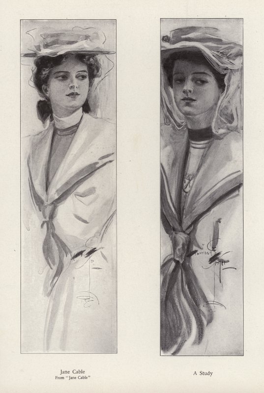 Postava Jane Cable z románu Jane Cable od George Barra McCutcheona (litho) od Harrison Fisher