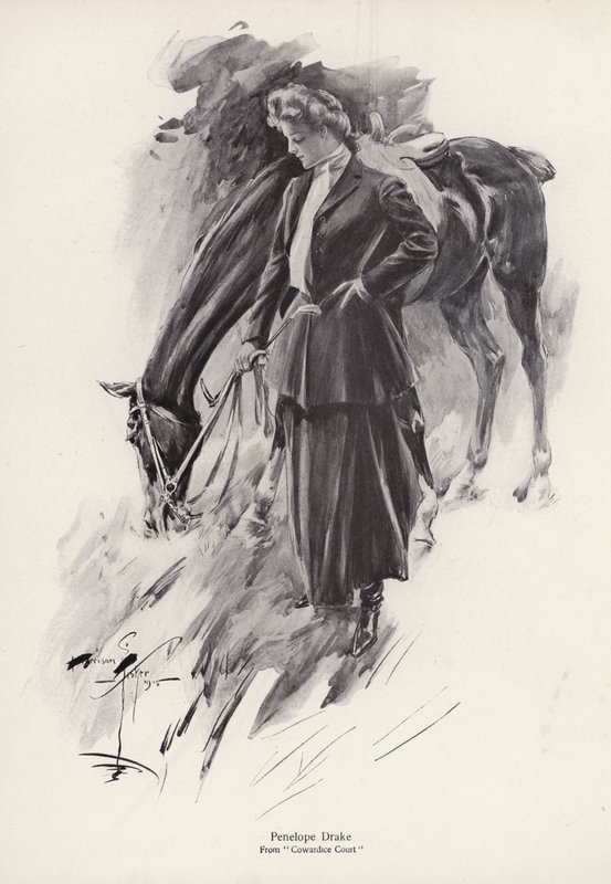 Postava Penelope Drake z románu Soud zbabělosti od George Barra McCutcheona (litho) od Harrison Fisher