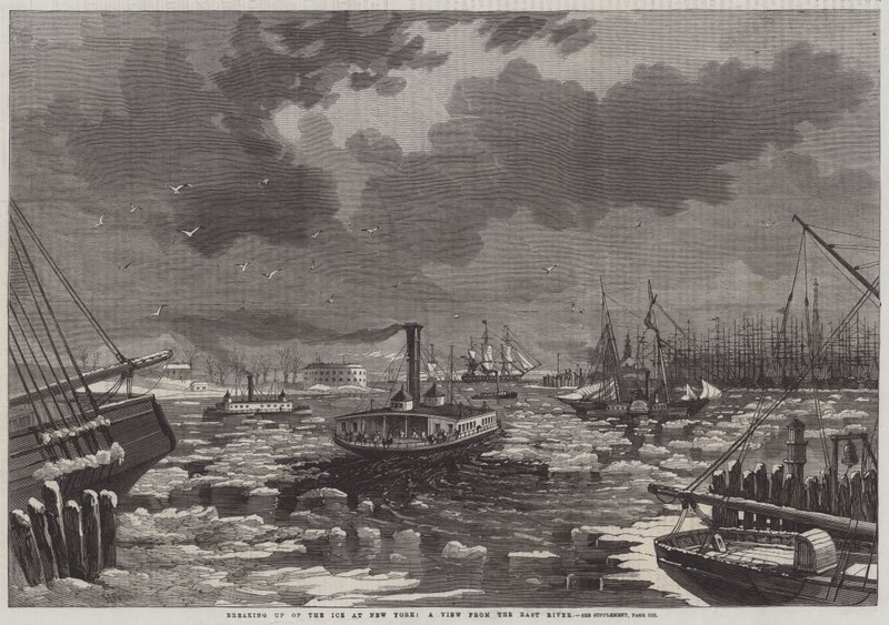 Rozbití ledu v New Yorku, pohled z East River od Harry Fenn