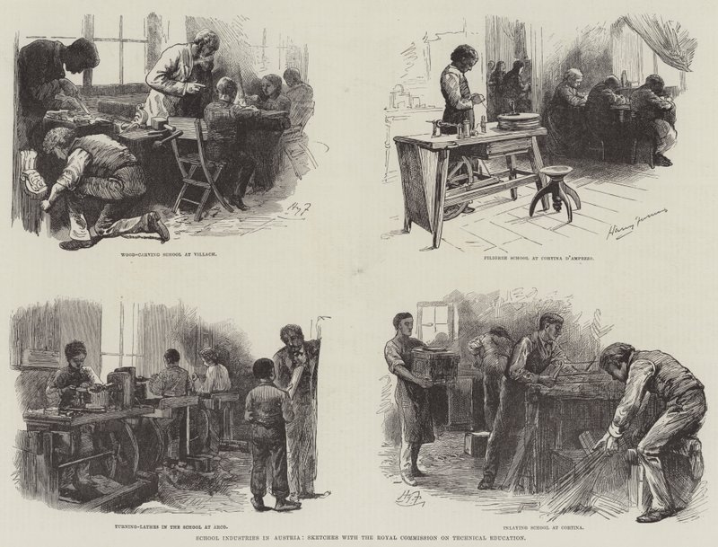 School Industries in Austria, Sketches with the Royal Commission on Technical Education od Harry Furniss