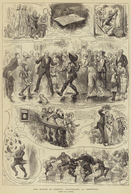 Pochod vědy, elektřina o Vánocích od Harry Furniss