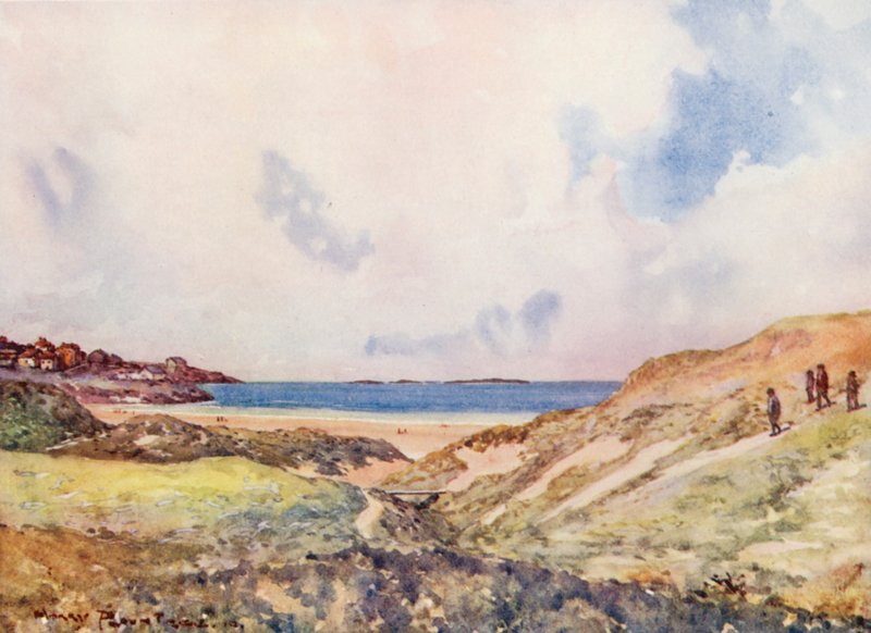 Golfová hřiště: Portrush, příchod na sedmnáctý green (barevná litografie) od Harry (1878 1950) Rountree