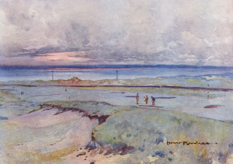 Golfová hřiště: Muirfield, čtvrtý a čtrnáctý green (barevná litografie) od Harry (1878 1950) Rountree