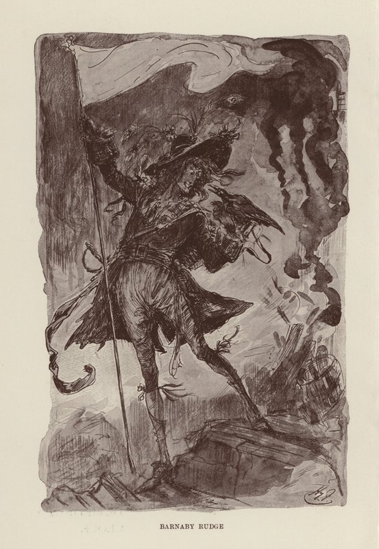 Ilustrace k Barnabymu Rudgeovi od Charlese Dickense (litografie) od Harry (after) Furniss
