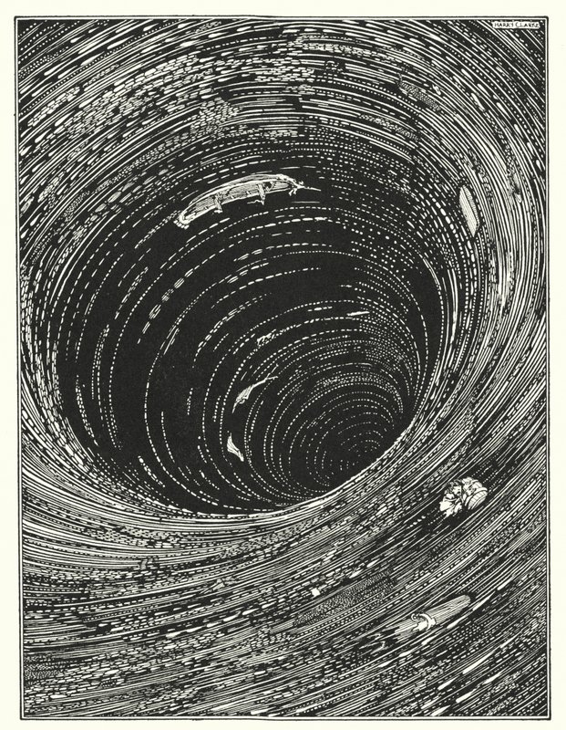 Edgar Allan Poe: Sestup do maelströmu (litografie) od Harry Clarke