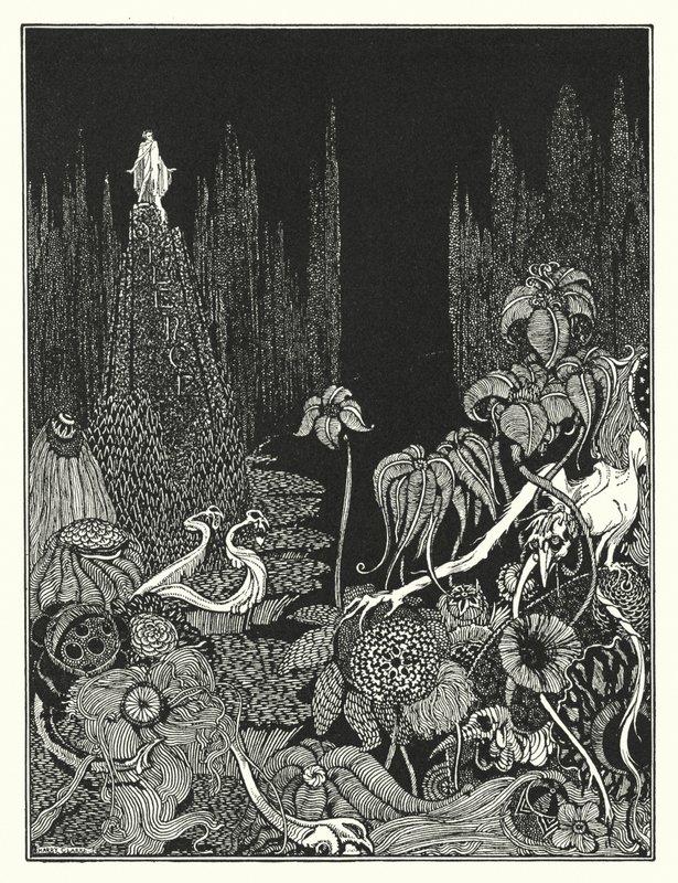 Edgar Allan Poe: Mlčení (litografie) od Harry Clarke