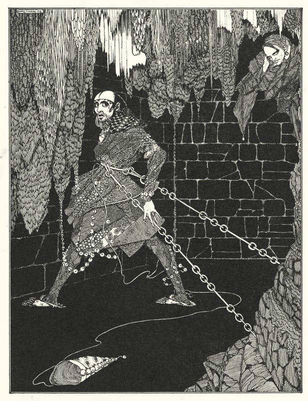 Edgar Allan Poe: Sud Amontillado (litografie) od Harry Clarke