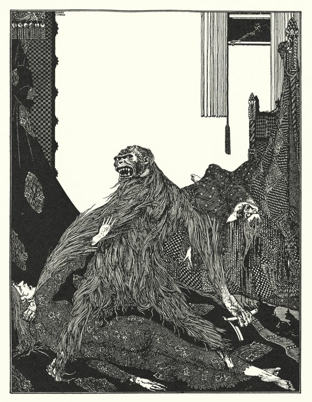 Edgar Allan Poe: Vraždy v ulici Morgue (litografie) od Harry Clarke
