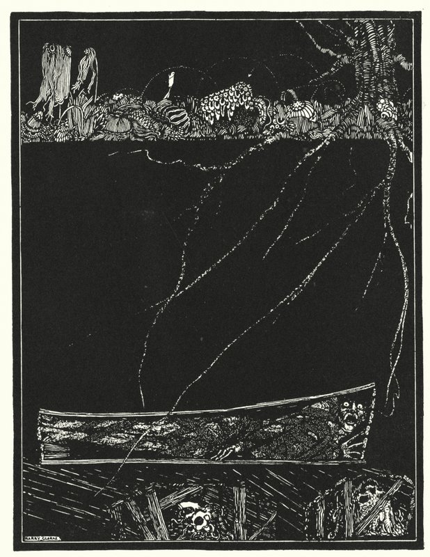 Edgar Allan Poe: Předčasný pohřeb (litografie) od Harry Clarke