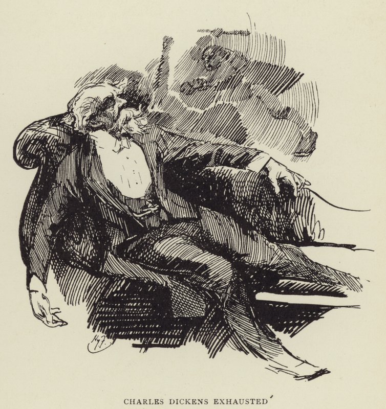 Charles Dickens vyčerpaný od Harry Furniss