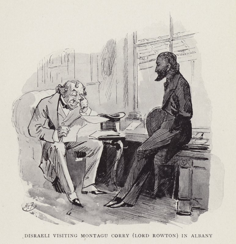 Disraeli na návštěvě u Montagu Corryho (lorda Rowtona) v Albany od Harry Furniss