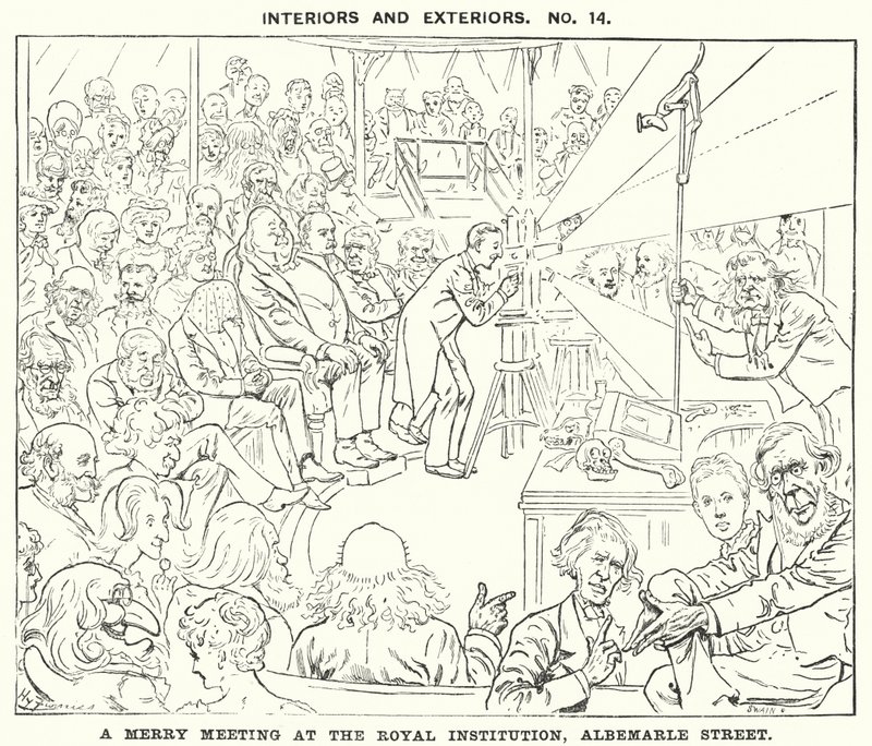Punch cartoon: A Merry Meeting at Royal Institution, Albemarle Street, London (rytina) od Harry Furniss