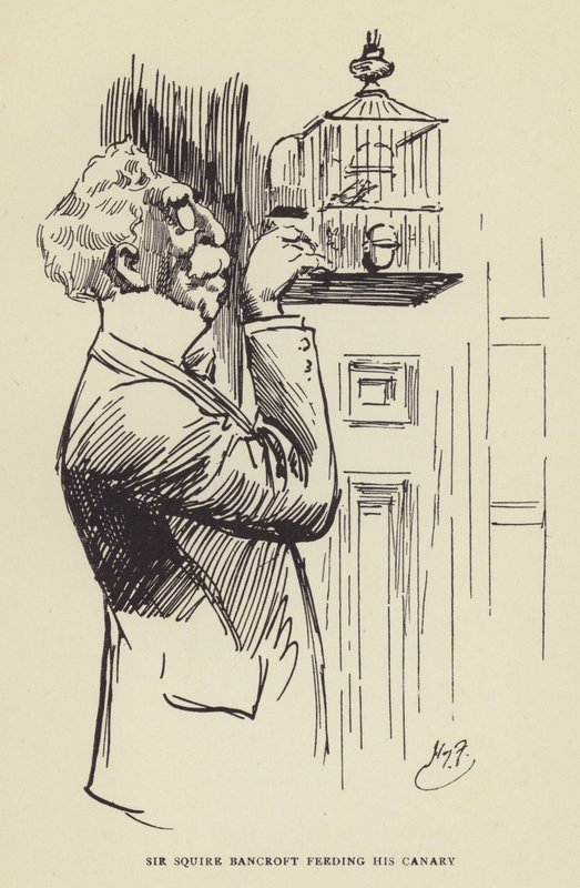 Sir Squire Bancroft krmí svého kanárka od Harry Furniss