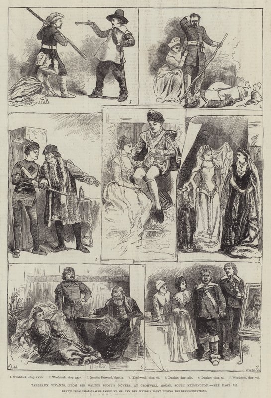 Tableaux Vivants z románů Sira Waltera Scotta v Cromwell House, South Kensington od Harry Furniss