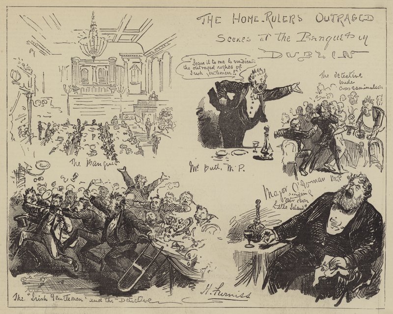 Rozhořčení domácí vládci, scény z banketu v Dublinu od Harry Furniss