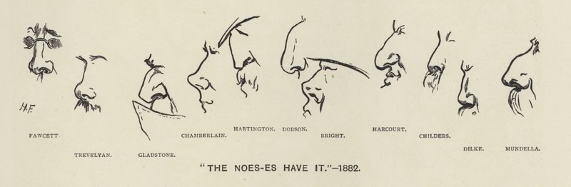 Mají to Noes-es (tj. nosy politiků) - 1883 (litho) od Harry Furniss