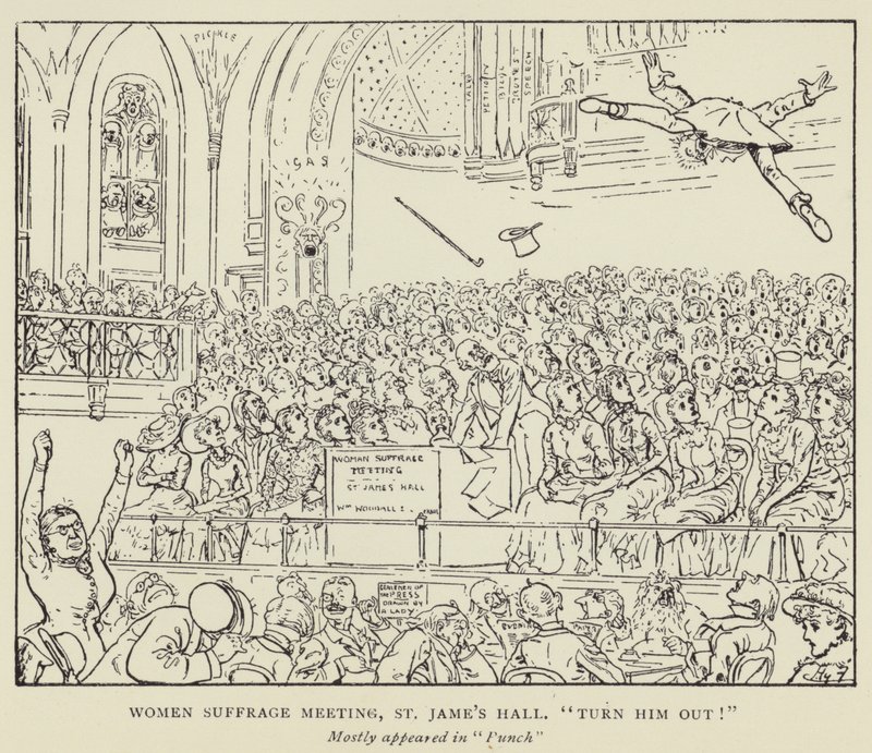 Zasedání k volebnímu právu žen, St James Hall, Vyrazte ho! od Harry Furniss