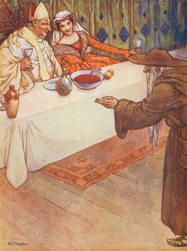 Mikulášská nadílka (barevná litografie) od Harry George Theaker