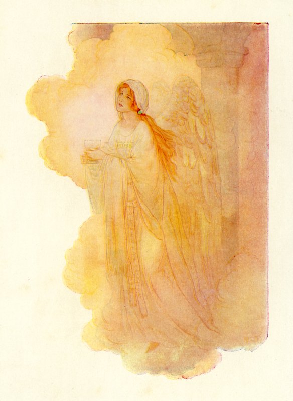 Štíhlá a krásná dáma ve zlatém světle (barevná litografie) od Harry George Theaker